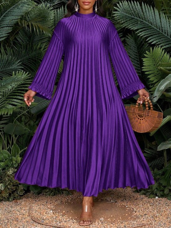 MODA ME COUTURE Dresses & Skirts - Purple Modest Women's Plus Size Tropical Stand Collar Maxi Dress